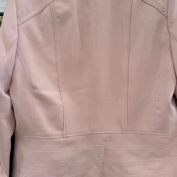 White House Black Market Women's Pink Knit Moto Blazer Jacket Size 12 - Picture 6 of 8